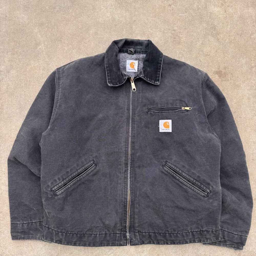 Carhartt Vintage J01  BLK Faded Black Blanket Lined Detroit Jacket Mens XL 25x25